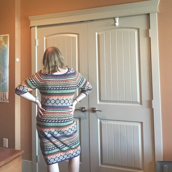 Multi Patterned Fashion to Figure Sweater Dress - Picture 5 of 7